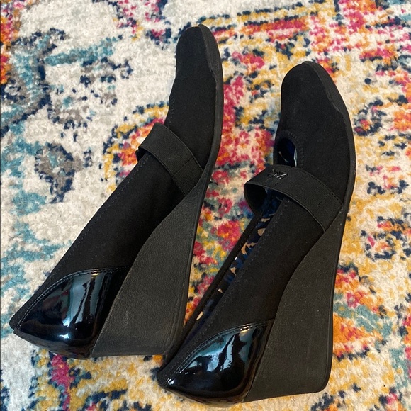Anne Klein Sport Women Size 10 Black Wedge Mary Jane Shoes - Picture 5 of 9